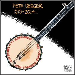PETE SEEGER, 1919-2014 by Terry Mosher