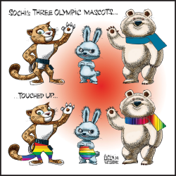 SOCHI'S THREE OFFICIAL OLYMPIC MASCOTS… by Terry Mosher