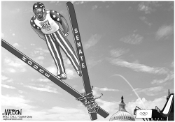 OBAMA SKIS ARE TIED UP BY CONGRESS NO CAPTION VERSION by R.J. Matson