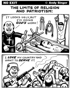 LIMITS OF RELIGION AND PATRIOTISM by Andy Singer