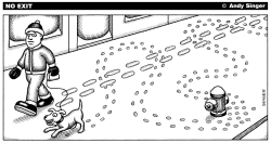 FOOTPRINTS IN THE SNOW by Andy Singer