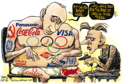 PUTIN UKRAINE AND OLYMPIC SPONSORS  by Daryl Cagle