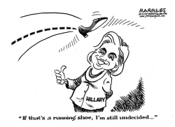 SHOE THROWN AT HILLARY  by Jimmy Margulies