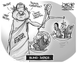 BLIND JUSTICE ROBERTS BW by John Cole