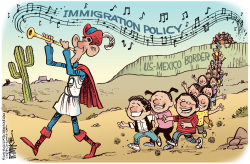 IMMIGRATION PIPER  by Rick McKee