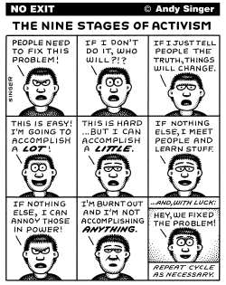 NINE STAGES OF ACTIVISM by Andy Singer