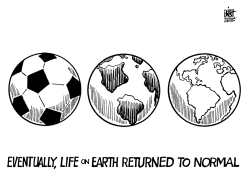 WORLD CUP COMES TO AN END, B/W by Randy Bish