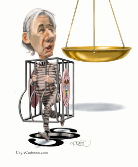 ASSANGE WALKING IN A CAGE by Riber Hansson