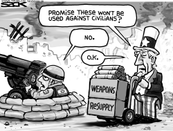 WEAPONS TO ISRAEL B/W by Steve Sack
