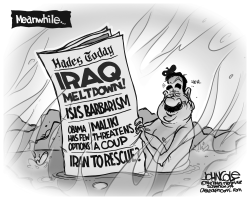 SADDAM IN HELL BW by John Cole