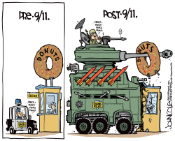 MILITARIZED COPS AND DONUTS  by John Cole