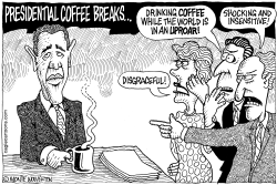 OBAMA VACATIONS AND COFFEE BREAKS by Monte Wolverton