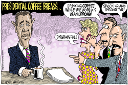OBAMA VACATIONS AND COFFEE BREAKS  by Monte Wolverton