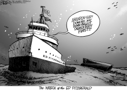 LOCAL OH - WRECK OF ED FITZGERALD by Nate Beeler