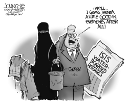 CHENEY AND ISIS BW by John Cole