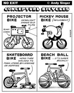 CONCEPTUAL BICYCLES BLACK AND WHITE VERSION by Andy Singer