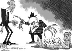 CHENEY POINTS THE FINGER by Pat Bagley