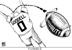 GOODELL FUMBLES, B/W by Randy Bish