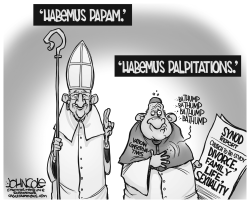 POPE AND CONSERVATIVES BW by John Cole