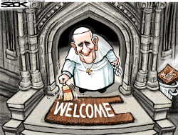 PAPAL WELCOME  by Steve Sack