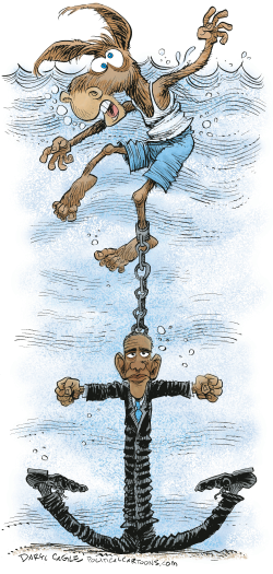 OBAMA SINKING THE DEMOCRATS  by Daryl Cagle