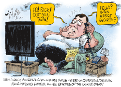CHRIS CHRISTIE - EBOLA AND THE WALKING DEAD  by Daryl Cagle