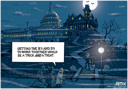 PRESIDENT OBAMA TRICK OR TREATS AT HAUNTED HOUSE ON CAPITOL HILL- by R.J. Matson