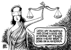 JUSTICE IN AMERICA, B/W by Randy Bish