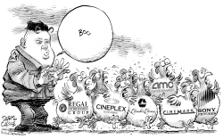 KIM JONG UN AND SONY PICTURES CHICKENS by Daryl Cagle