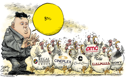 KIM JONG UN AND SONY PICTURES CHICKENS  by Daryl Cagle