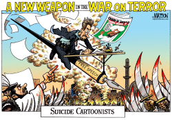 SUICIDE CARTOONISTS - A NEW WEAPON IN THE WAR ON TERROR-  by R.J. Matson