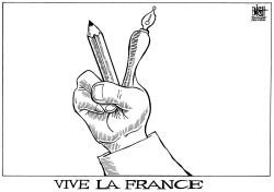 FRANCE VS THE TERRORISTS, B/W by Randy Bish