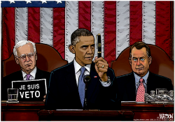 PRESIDENT OBAMA BRANDISHES VETO PEN AT STATE OF THE UNION ADDRESS- by R.J. Matson