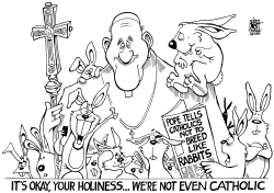 POPE FRANCIS AND RABBITS, COLB/WOR by Randy Bish