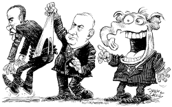 NETANYAHU GIVES OBAMA A WEDGIE by Daryl Cagle