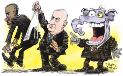 NETANYAHU GIVES OBAMA A WEDGIE  by Daryl Cagle