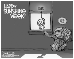 CLINTON AND SUNSHINE WEEK BW by John Cole