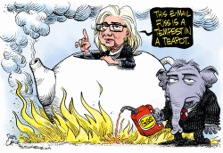  HILLARY E-MAIL SCANDAL TEMPEST IN A TEAPOT by Daryl Cagle