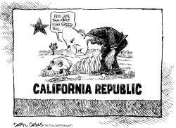 JERRY BROWN - DROUGHT AND HIGH SPEED RAIL by Daryl Cagle