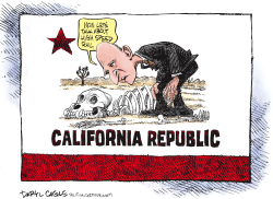 JERRY BROWN - DROUGHT AND HIGH SPEED RAIL  by Daryl Cagle