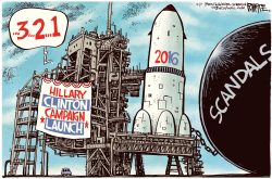 HILLARY LAUNCH  by Rick McKee
