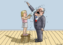 MARINE LE PEN AND HER FATHER by Marian Kamensky