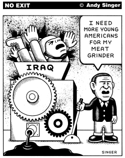 BUSHS IRAQ MEAT GRINDER by Andy Singer