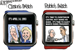 CLINTON AND RUBIO CLOCK IN by Jeff Darcy