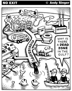 WASTE IN MISSISSIPPI RIVER ENDS UP IN GULF by Andy Singer
