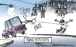 GANG INITIATION  by Mike Keefe