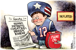 PATS FAN DEFLATED  by Rick McKee