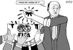 BLATTER WASHES HIS HANDS by Rainer Hachfeld