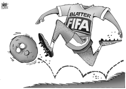 FIFA LOSES ITS HEAD, B/W by Randy Bish