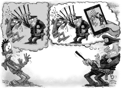 POLICE BEATINGS AND PHONE VIDEOS GRAY by Daryl Cagle